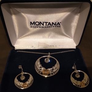 Montana Silversmith Wild Rose Set (Earrings and Necklace)